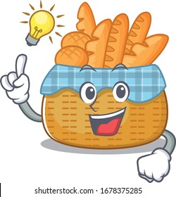 Have an idea gesture of bread basket mascot character design