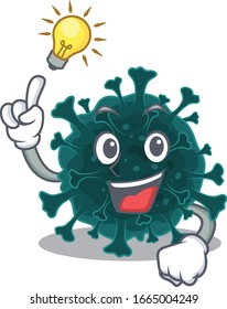 Have an idea gesture of coronavirus COVID 19 mascot character design