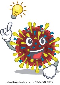 Have an idea gesture of coronavirus molecule mascot character design