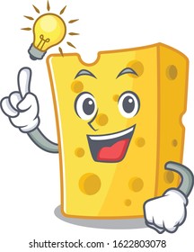 Have an idea gesture of emmental cheese cartoon character design
