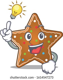 Have an idea gesture of gingerbread star cartoon character design