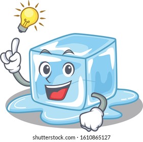 Have an idea gesture of ice cube cartoon character design