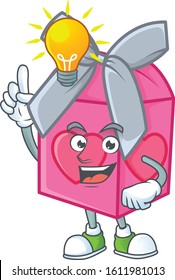 Have an idea gesture of love gift pink cartoon character design