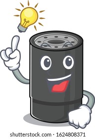 Have an idea gesture of oil filter cartoon character design