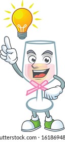 Have an idea gesture of pink glass of wine cartoon character design