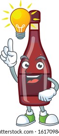 Have an idea gesture of red bottle wine cartoon character design