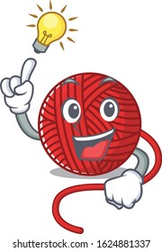 Have an idea gesture of red wool yarn cartoon character design