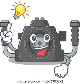 Have an idea gesture of underwater camera mascot character design
