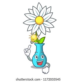 Have an idea mascot beautiful flower in vase cartoon