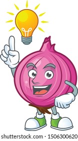 Have an idea raw red onion cartoon on white background