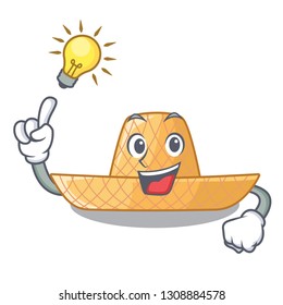 Have an idea straw hat in cartoon wood shape