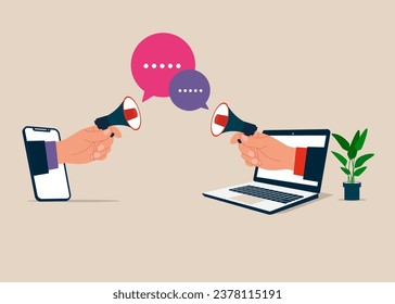 Have lively discussion in online. Unity. Vector illustration