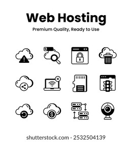 Echa un vistazo a los increíbles iconos de alojamiento de Web establecidos