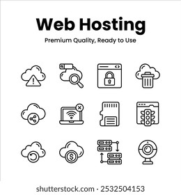 Echa un vistazo a los increíbles iconos de alojamiento de Web establecidos