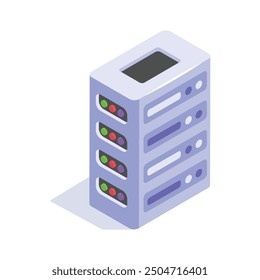 Eche un vistazo al icono cuidadosamente diseñado de almacenamiento de datos en estilo isométrico