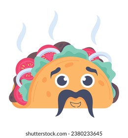 Have look at his cute taco emoji flat icon 