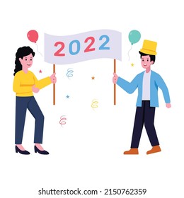 Have a look at new year dance flat illustration 

