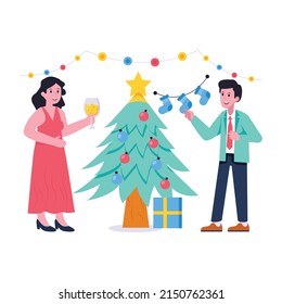 Have a look at new year dance flat illustration 

