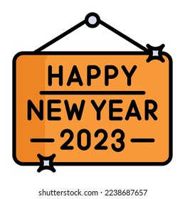 Have a look at perfectly designed Happy new year 2023 board vector icon