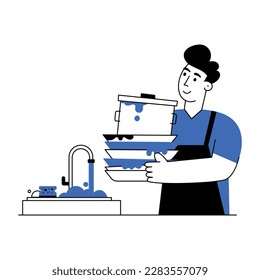 Have a look at scalable flat illustration of cook cleaning