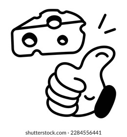Have a look at stylish doodle icon of delicious cheese