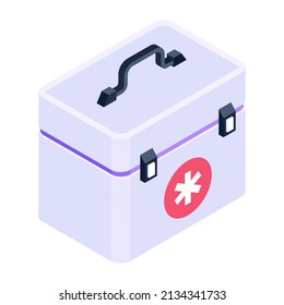 Have A Look At This Amazing Isometric Icon Of First Aid Box 

