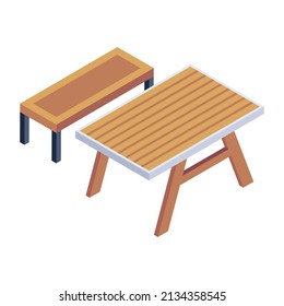Echa un vistazo a este asombroso icono isométrico de la mesa de camping 

