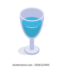 Echa un vistazo a este increíble ícono isométrico de copa de bebida, diseño de Vector de copa de vino