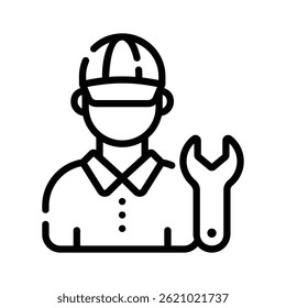 Have a look at this amazing line icon of plumber with wrench