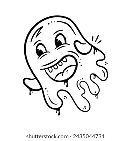 Echa un vistazo a este vector fantasma bellamente diseñado, fantasma en estado de ánimo feliz, expresiones, emoticono