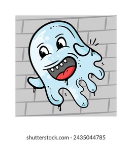 Have a look at this beautifully designed ghost vector, ghost in happy mood, expressions, emoji sticker