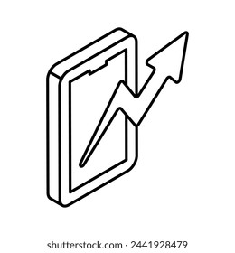 Schauen Sie sich dieses wunderschön gestaltete isometrische Icon von Mobile Analytics, Mobile Growth Chart, an