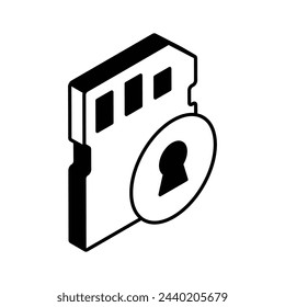 Have a look at this carefully crafted secure memory card isometric vector