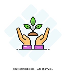 Have a look at this catchy vector design of eco care, premium icon of plant care