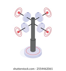 Have a look at this creative isometric icon of telecommunication antenna