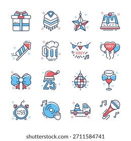 Echa un vistazo a este diseño creativo de iconos de estilo de contorno plano de Navidad