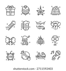 Echa un vistazo a este diseño creativo de iconos de estilo de contorno plano de Navidad