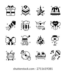 Echa un vistazo a este diseño creativo de iconos de estilo de glifo de Navidad