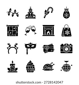 Echa un vistazo a este diseño creativo de iconos de estilo de contorno plano de Navidad