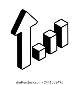 Have a look at this creatively designed isometric icon of growth chart in trendy style