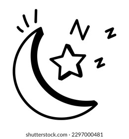 Echa un vistazo a este icono de esbozo modificable de la noche 