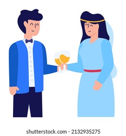 Echa un vistazo a este ícono plano de la pareja casada 

