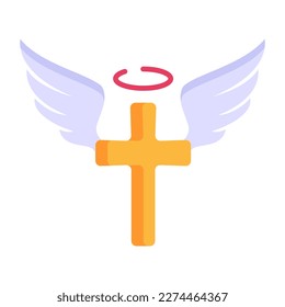 Have a look at this flat icon of cross wings 