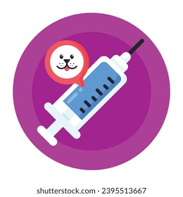Have a look at this flat rounded icon of dog vaccination 