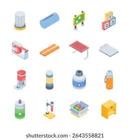 Have a look at this handy set of school and education isometric style icons