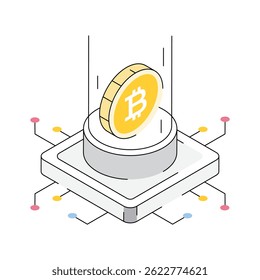 Have a look at this isometric icon denoting bitcoin cryptocurrency
