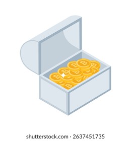 Have a look at this isometric icon of bitcoin treasure box