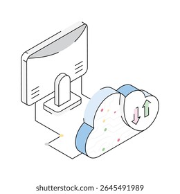 Have a look at this isometric icon denoting smart cloud technology