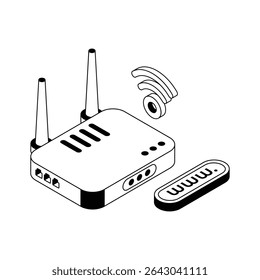 Echa un vistazo a este ícono de enrutador isométrico está listo para uso premium