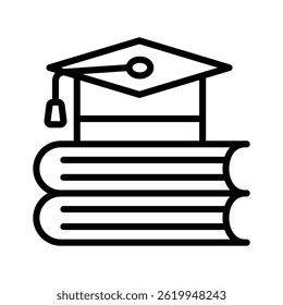 Have a look at this latest line icon graduation books with mortarboard